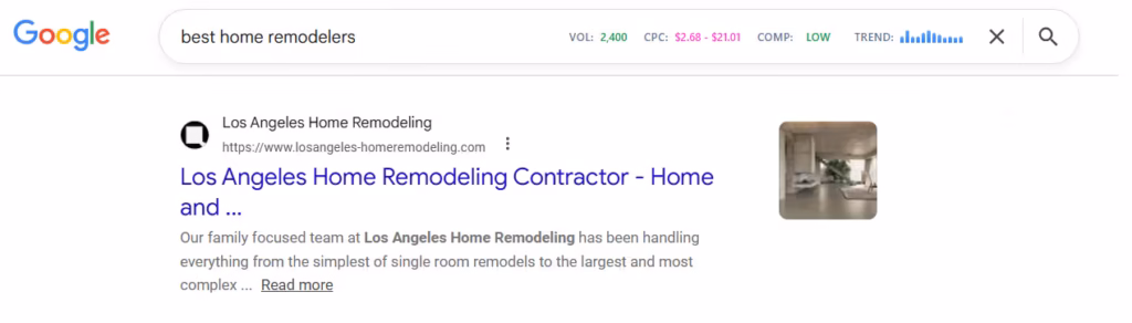 Query is search on google best home remodlers